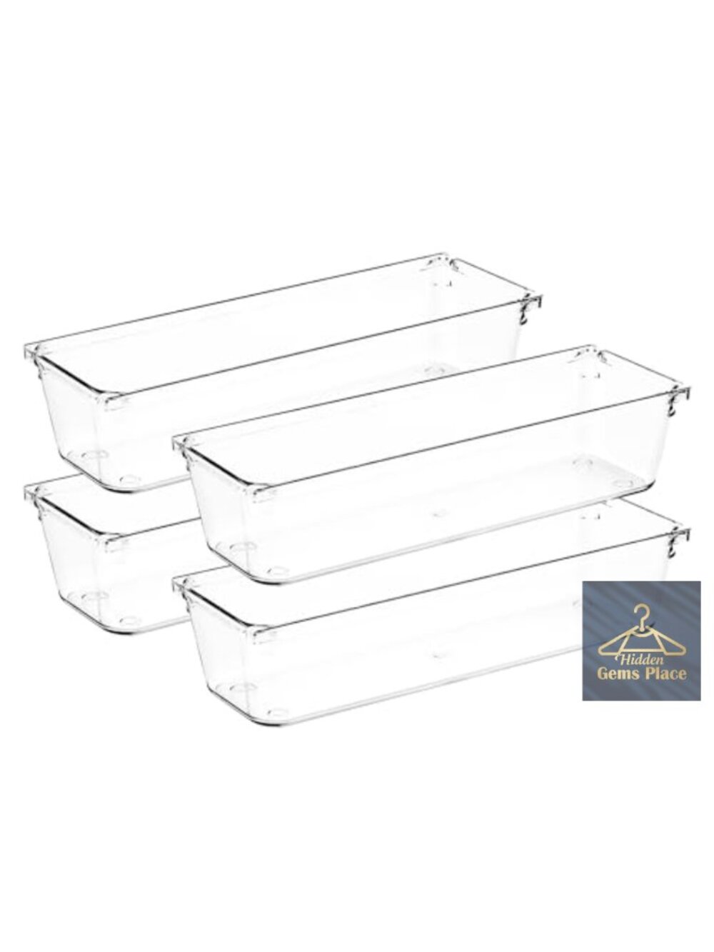 4 Pack Clear Acrylic Drawer Organizers 3x9 Storage Bins